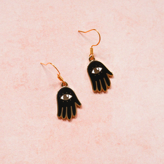 Midnight Hamsa Hand Earrings