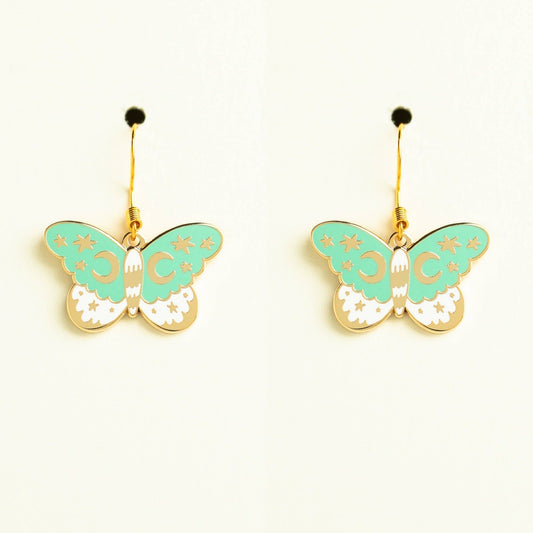 Aqua Moth Earrings