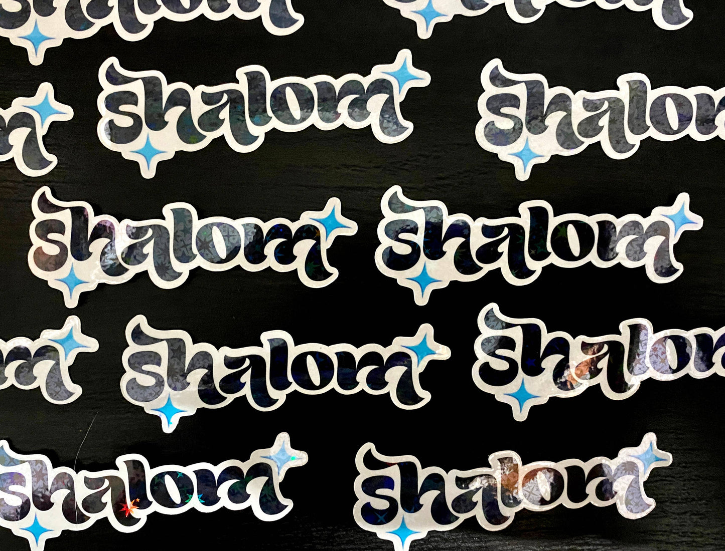 Shalom Holographic Vinyl Sticker in Black