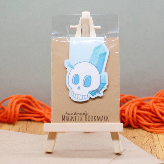 Teal Skull with Crystals Magnetic Bookmark - Arcana