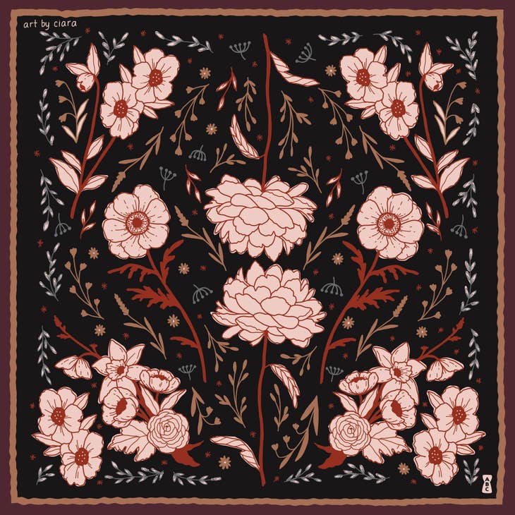 Black Floral Bandana