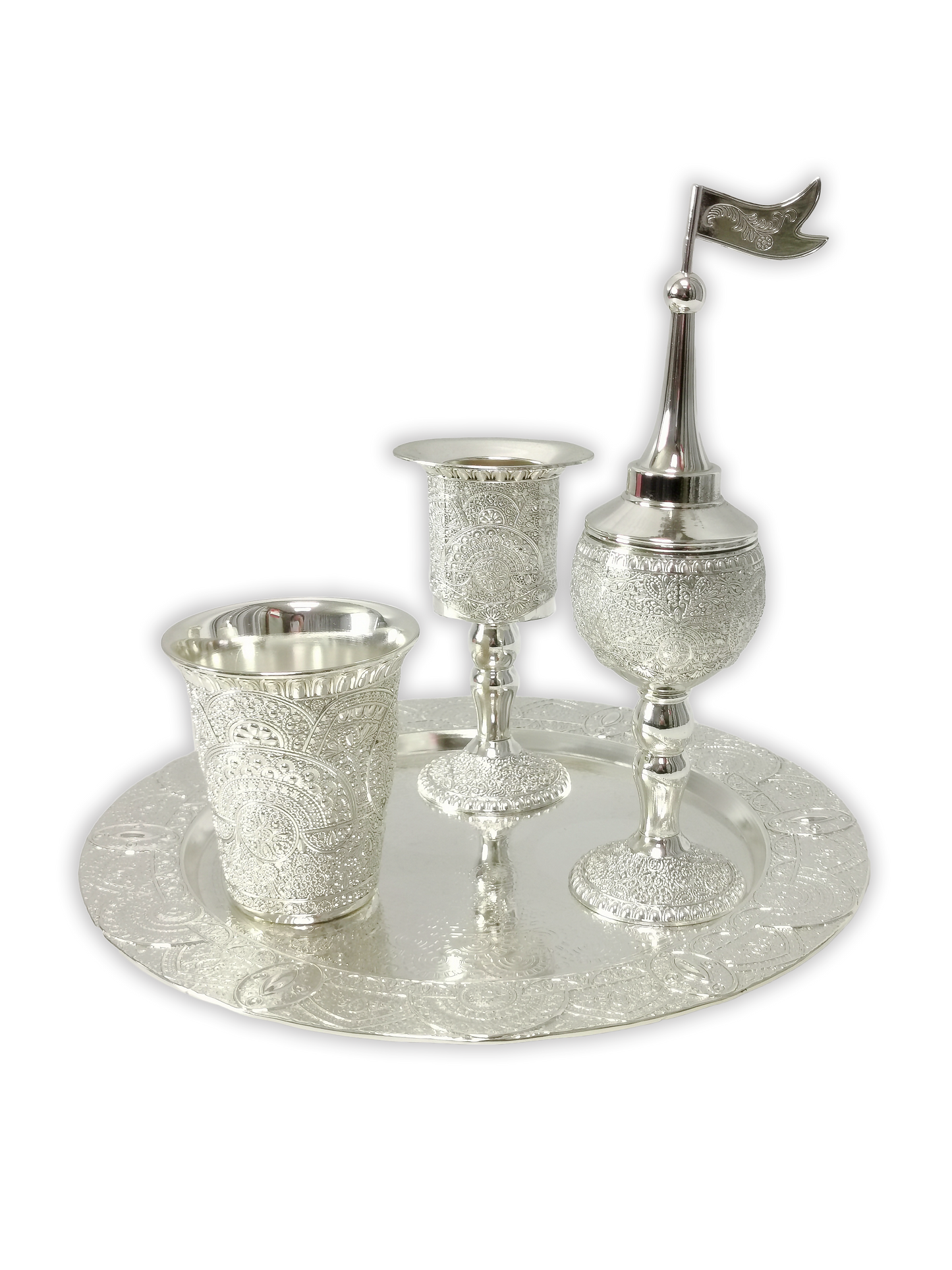 Havdalah Set Silver Plated Filigree Design