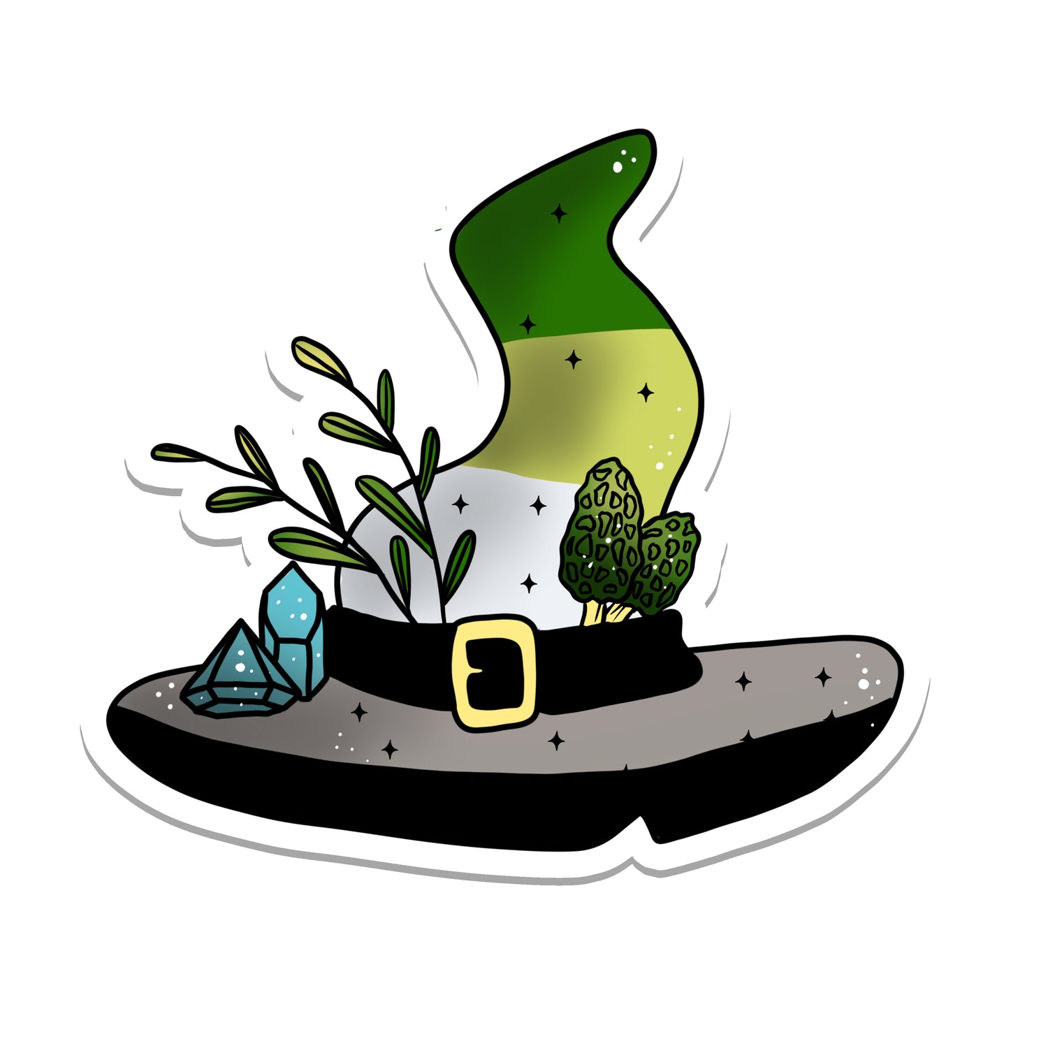 Agender Pride Flag Witch Hat Vinyl Sticker - Arcana