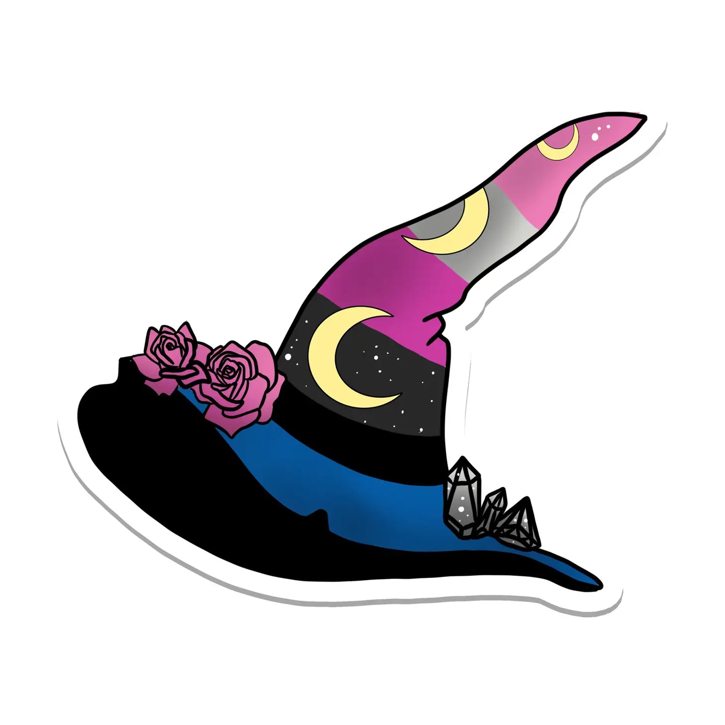 Genderfluid Pride Flag Witch Hat Vinyl Sticker - Arcana