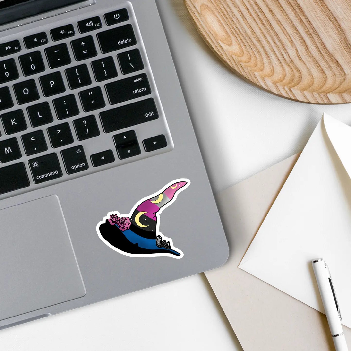 Genderfluid Pride Flag Witch Hat Vinyl Sticker - Arcana