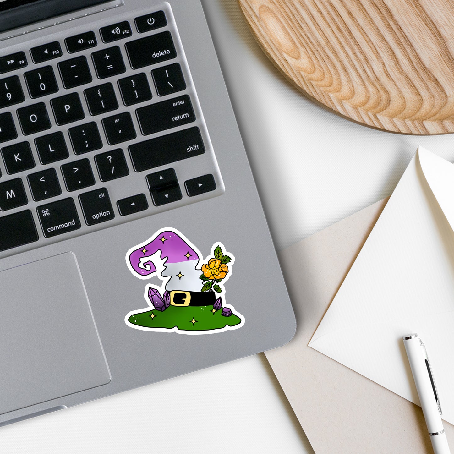 Genderqueer Pride Flag Witch Hat Vinyl Sticker - Arcana