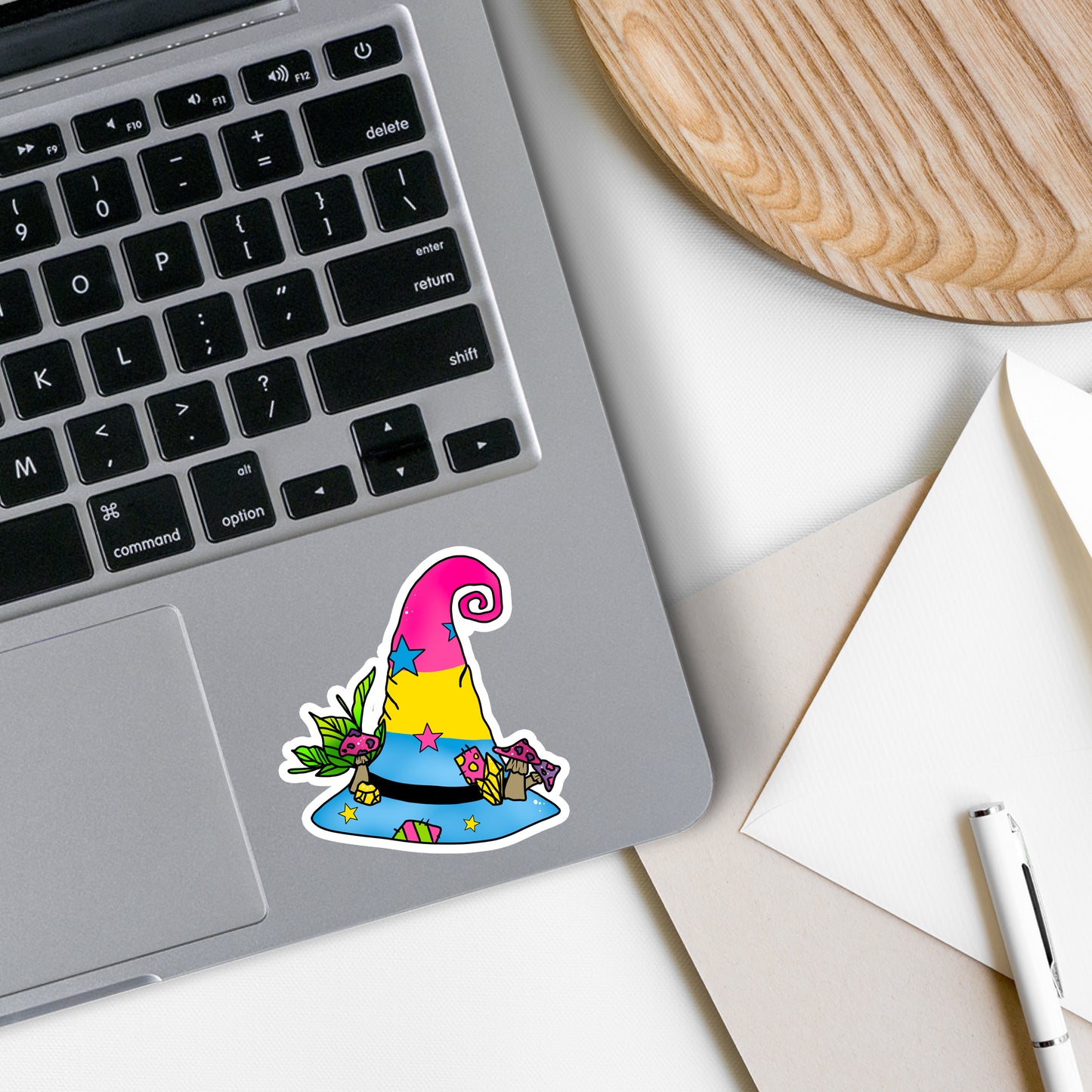 Pansexual Pride Flag Witch Hat Vinyl Sticker