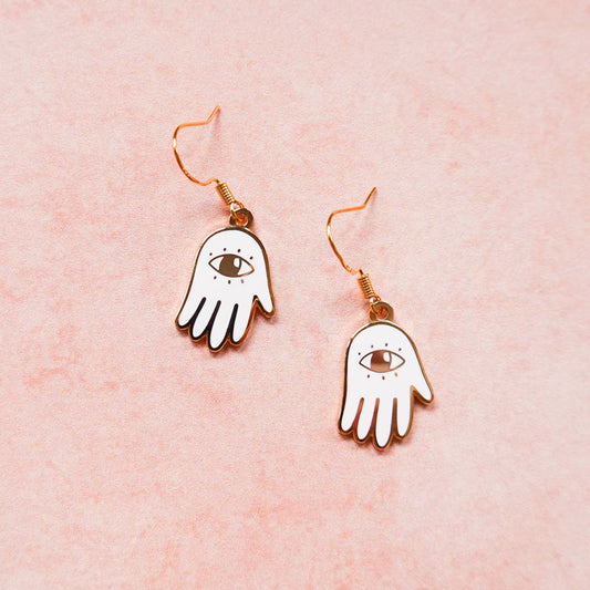 Snow Hamsa Hand Earrings