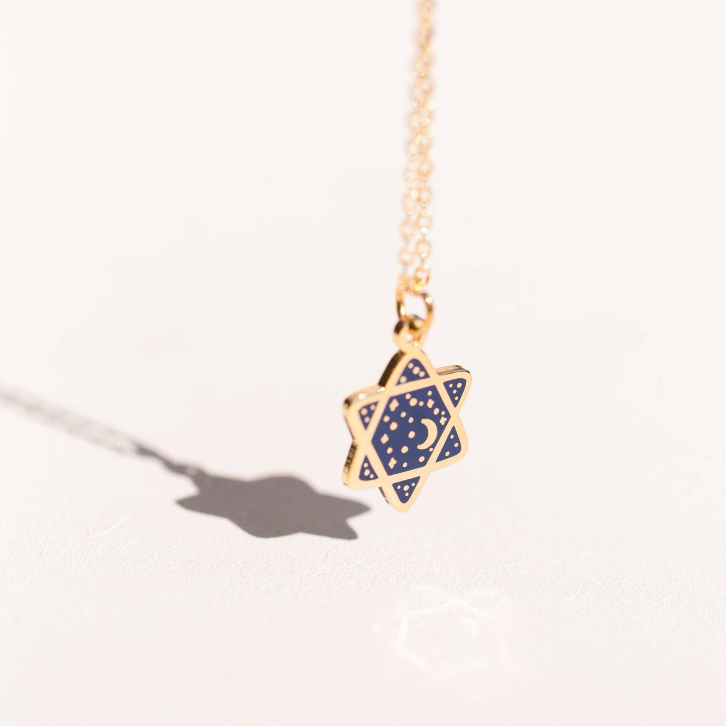 Mini Cosmic Magen David Necklace in Navy