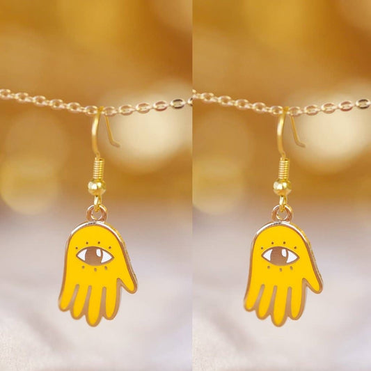 Egg Yolk Yellow Hamsa Hand Earrings