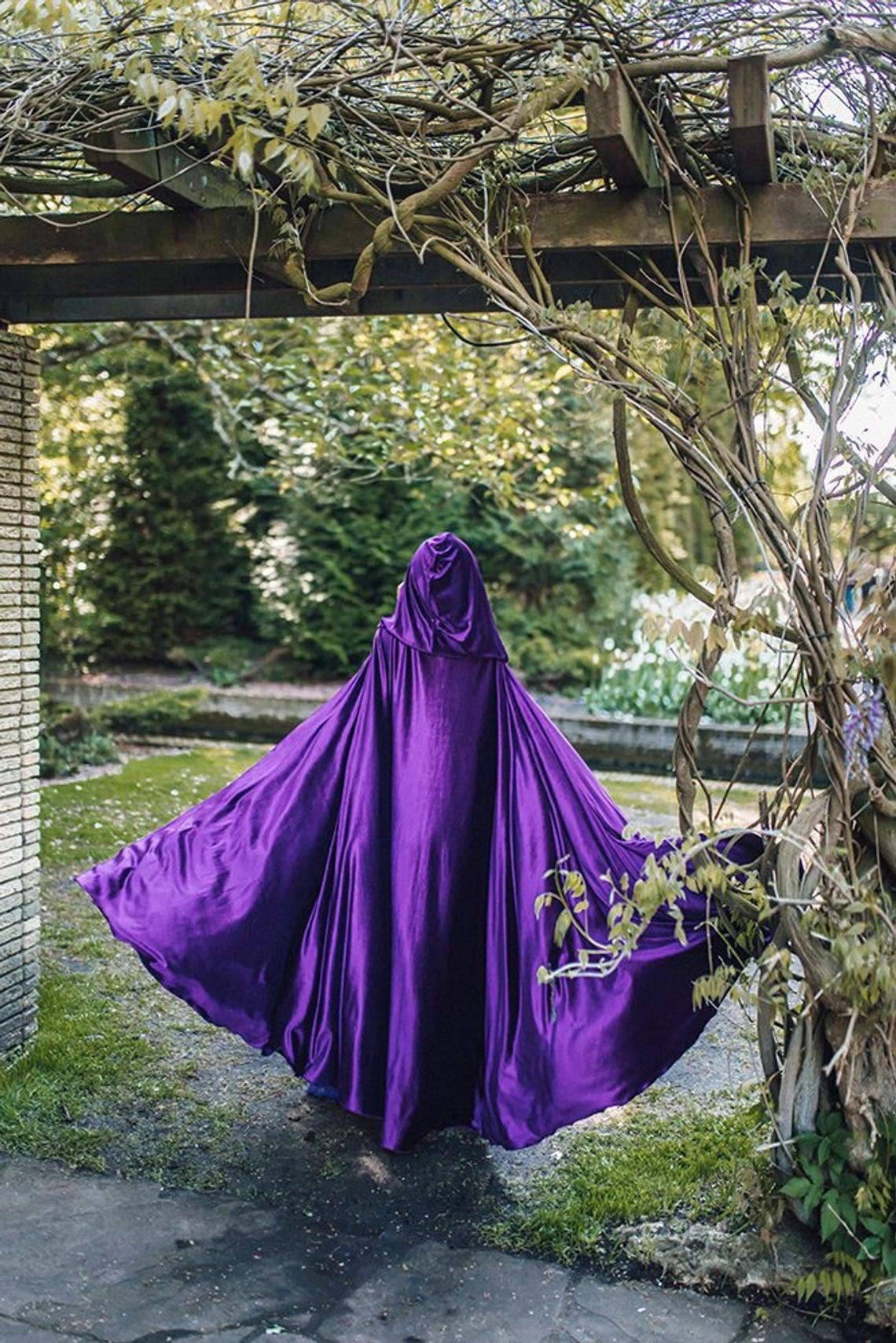 Purple Velvet Hooded Cloak