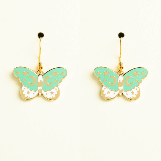 Aqua Moth Earrings