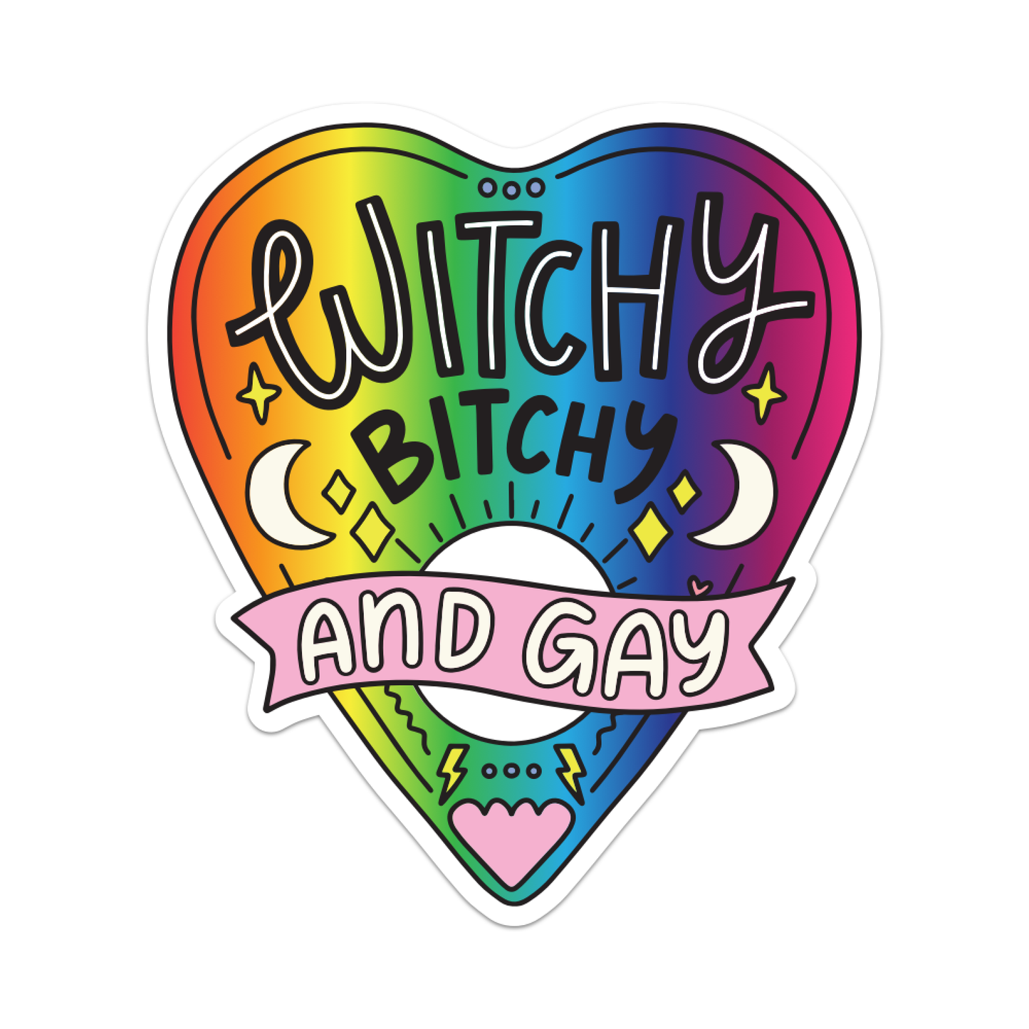 Witchy, Bitchy, and Gay Planchette Sticker