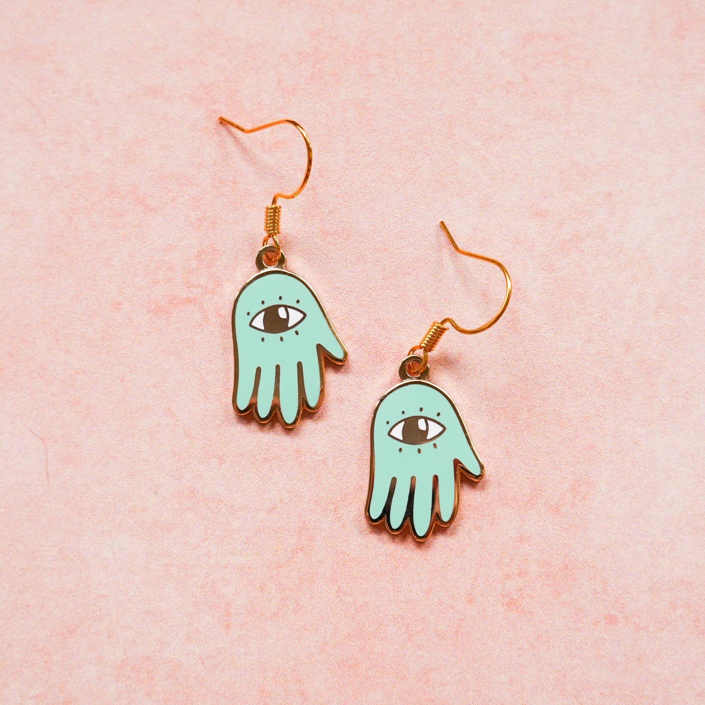 Aqua Hamsa Hand Earrings