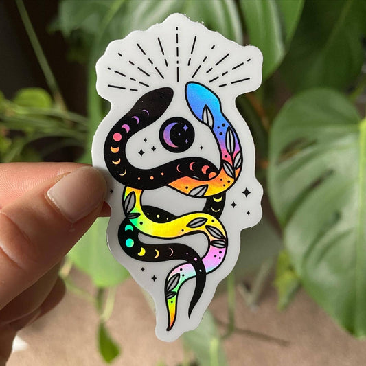 Holographic Celestial Snake Sticker - Arcana