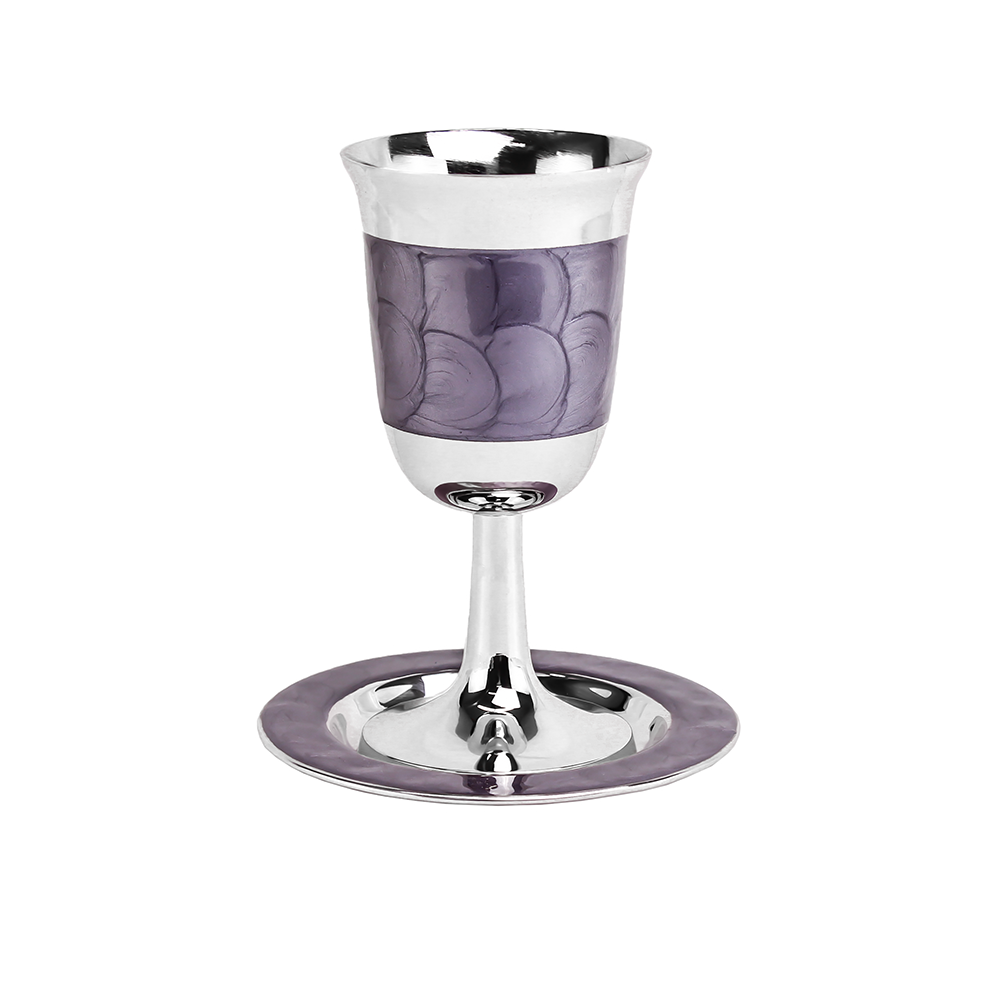 Enamel Kiddush Cup with Saucer