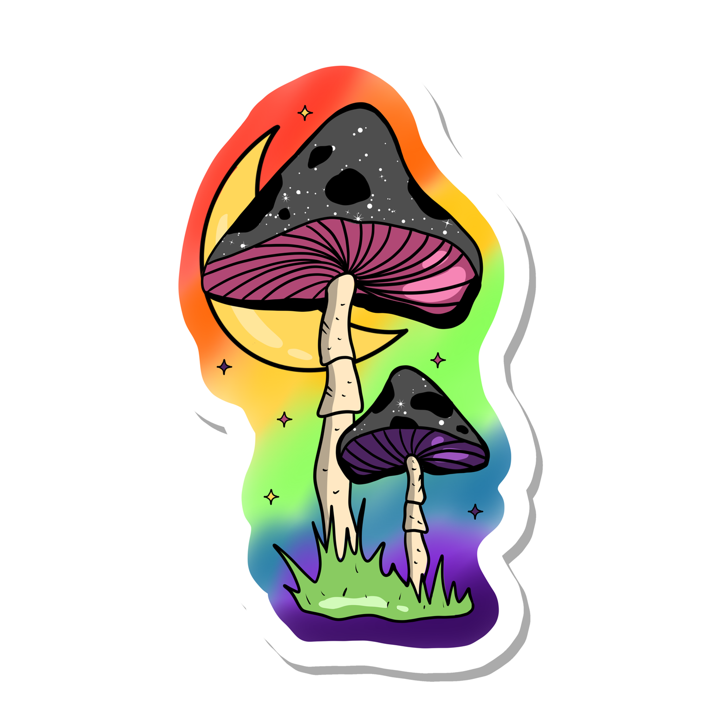 Cottagecore Rainbow Mushrooms Vinyl Sticker