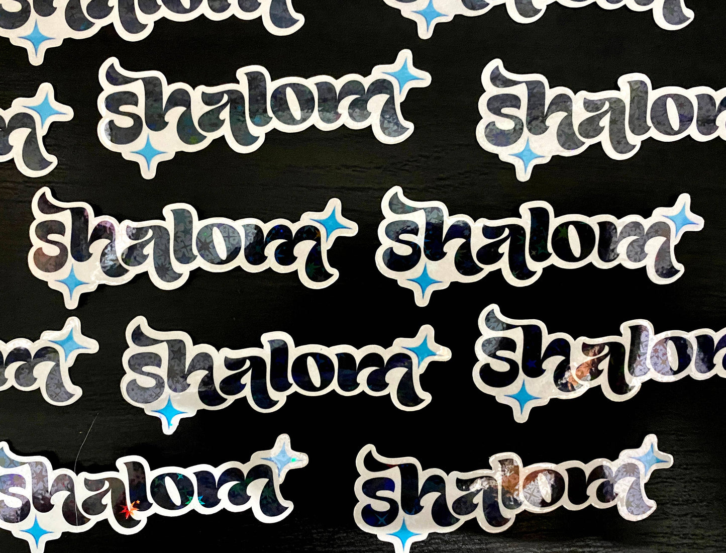 Shalom Holographic Vinyl Sticker in Black