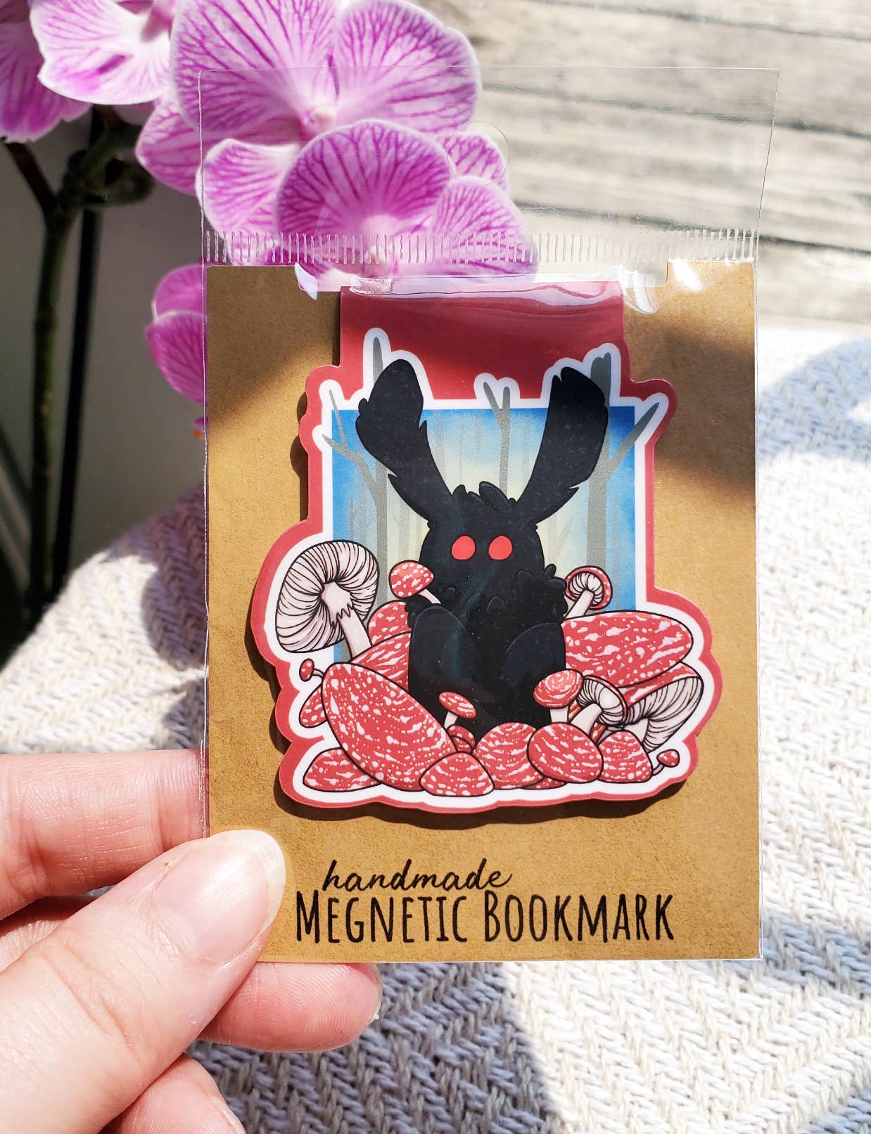 Mothman in a Mushroom Forest Magnetic Bookmark