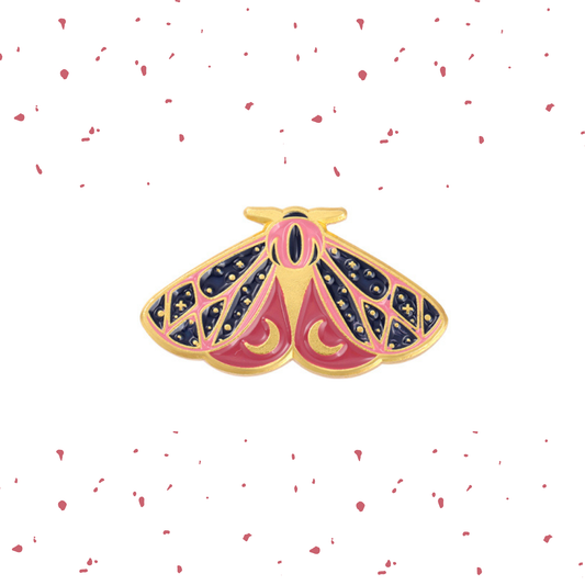 Black and Pink Moth Enamel Pin