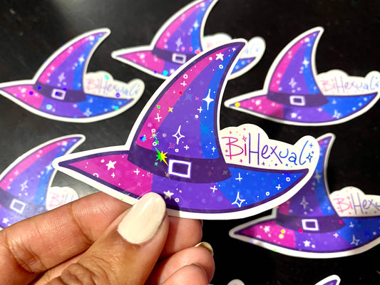BiHexual Witch Hat Holographic Sticker