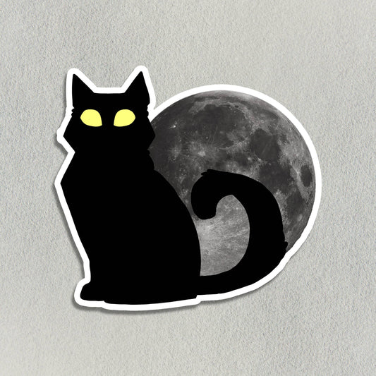 Black Cat and Moon Sticker - Arcana
