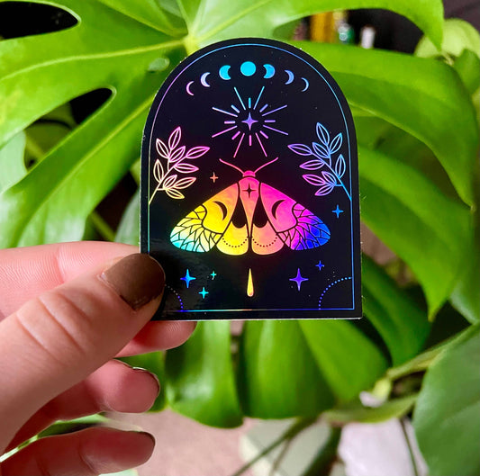 Moth Arc Holographic Vinyl Sticker - Arcana