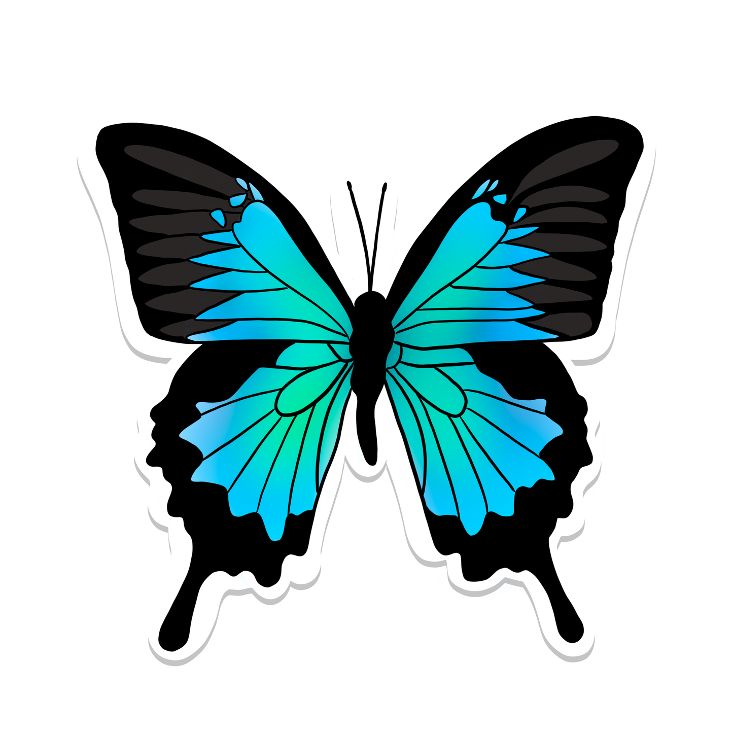 Holographic Blue Butterfly Vinyl Sticker