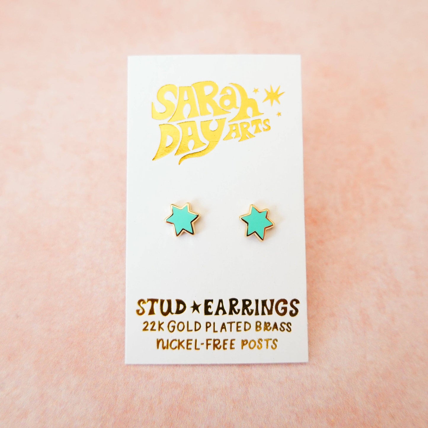 Mini Magen David Stud Earrings in Aqua