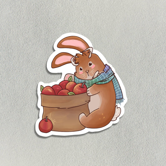 Cute Jackalope With Apple Basket Sticker