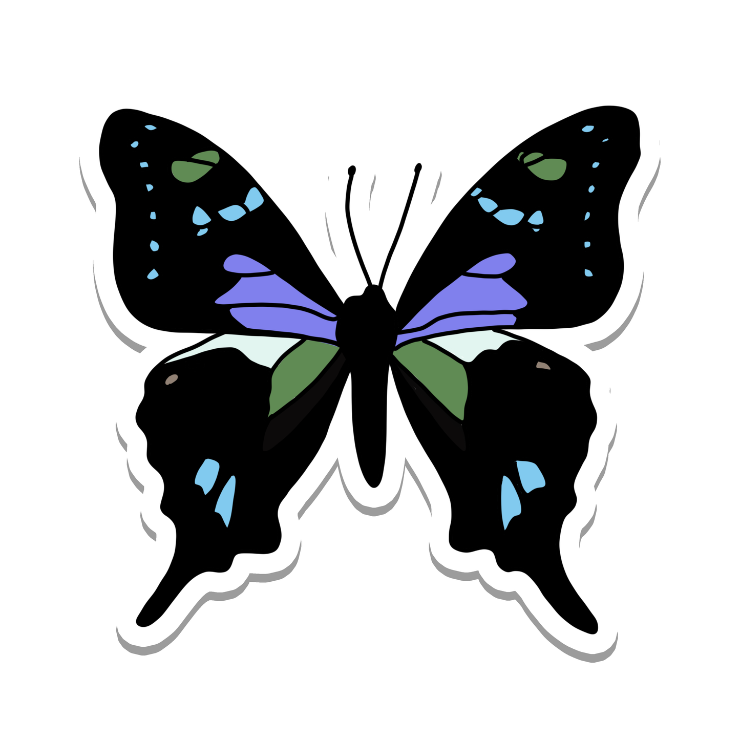 Blue and Green Butterfly Vinyl Sticker