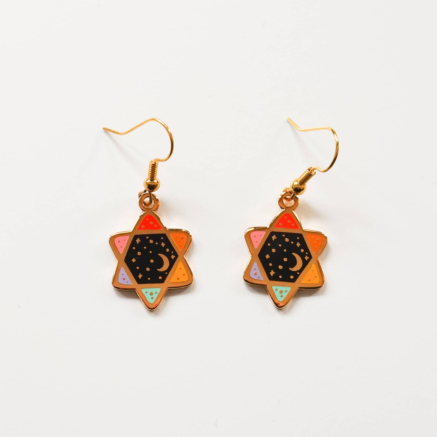 Classic Rainbow Cosmic Magen David Earrings