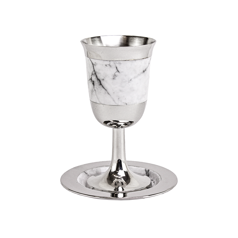 Enamel Kiddush Cup with Saucer