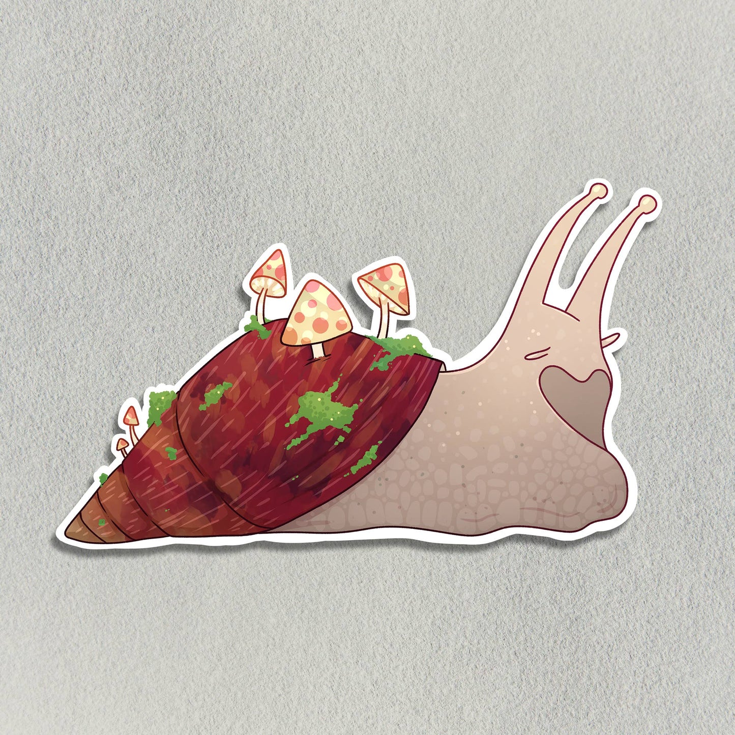 Adorable Snail With Mushrooms On it's Shell Sticker