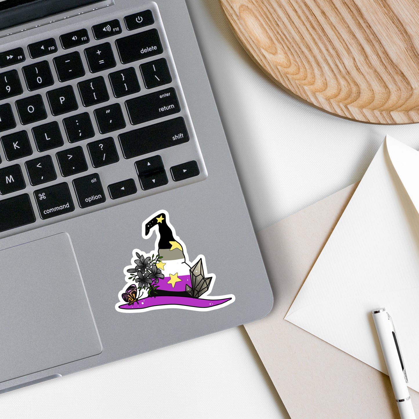 Asexual Pride Flag Witch Hat Vinyl Sticker