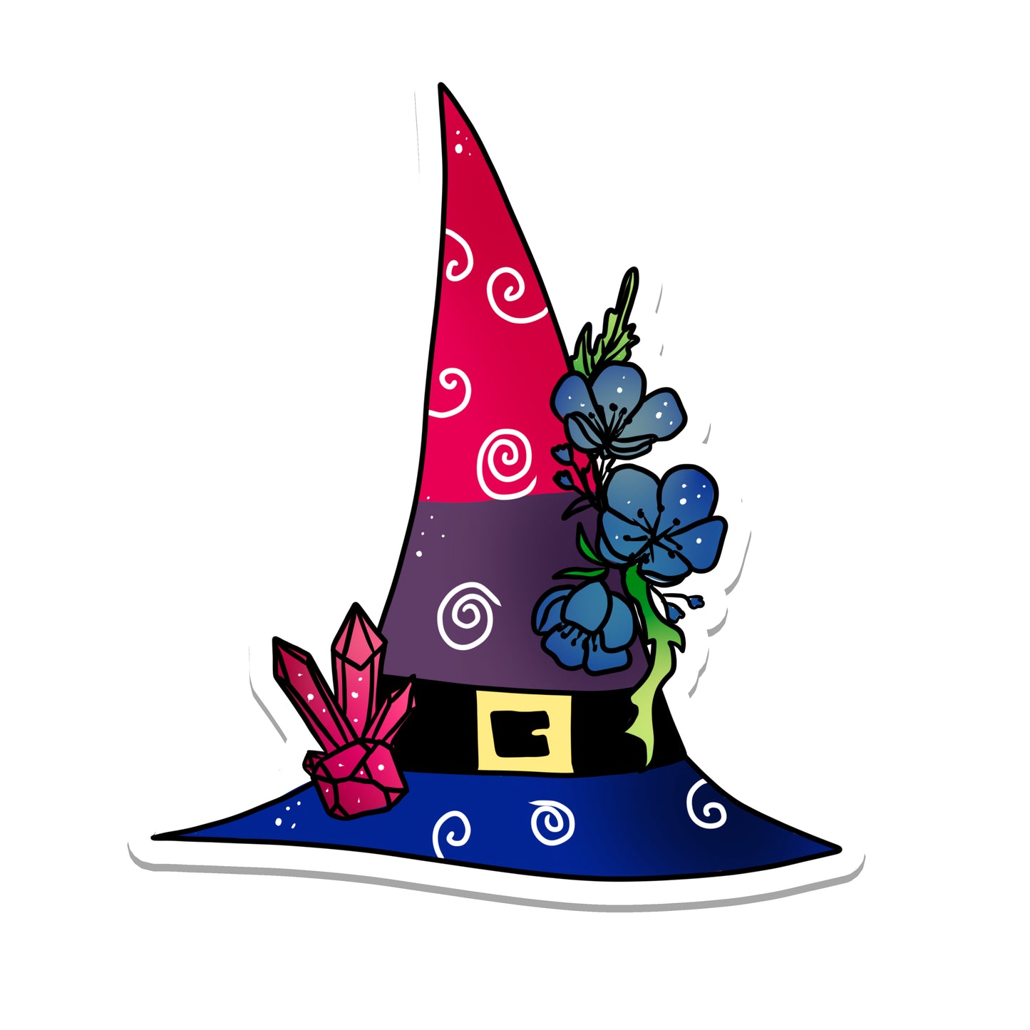 Bisexual Pride Flag Witch Hat Vinyl Sticker