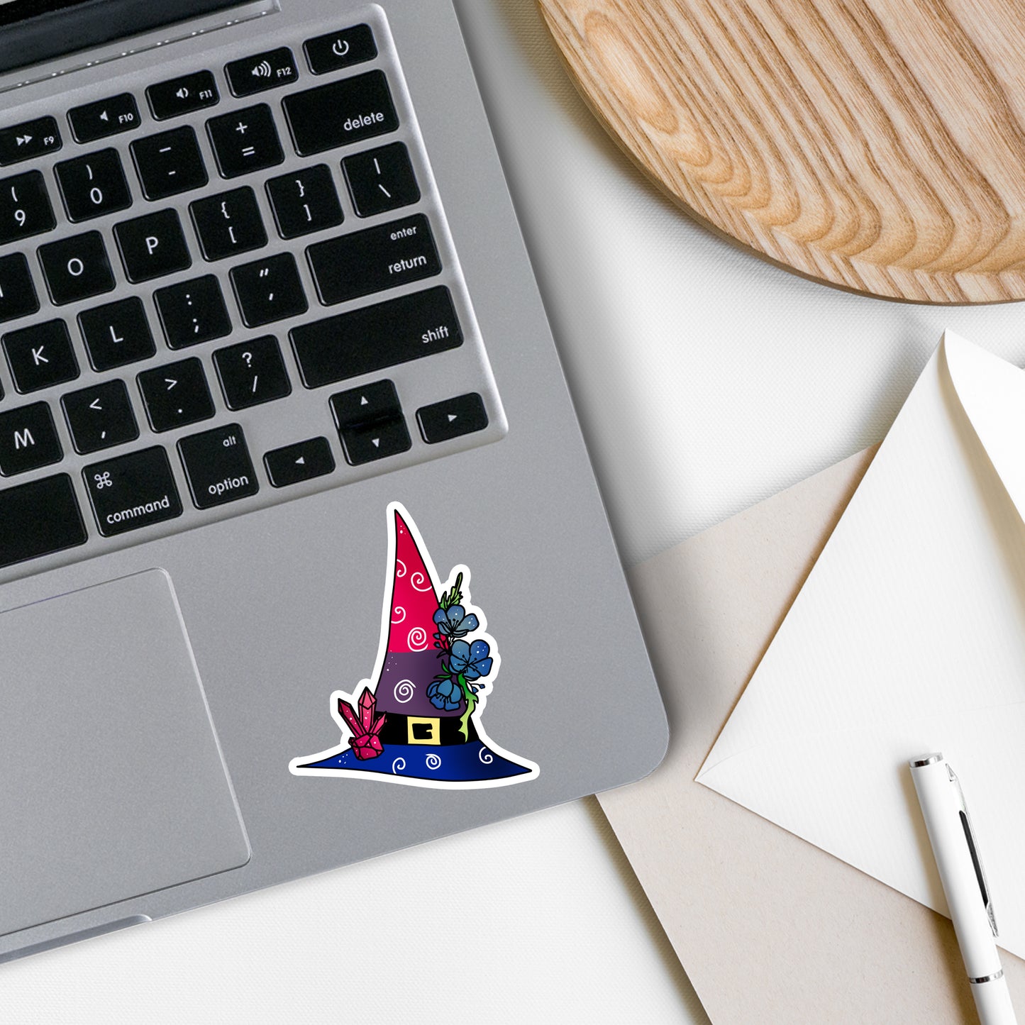 Bisexual Pride Flag Witch Hat Vinyl Sticker