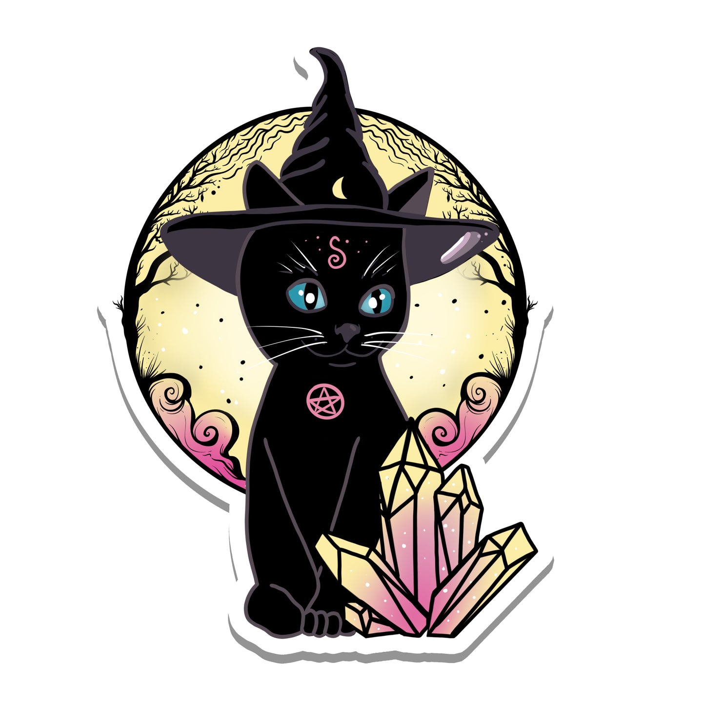 Witchy Black Cat Vinyl Sticker