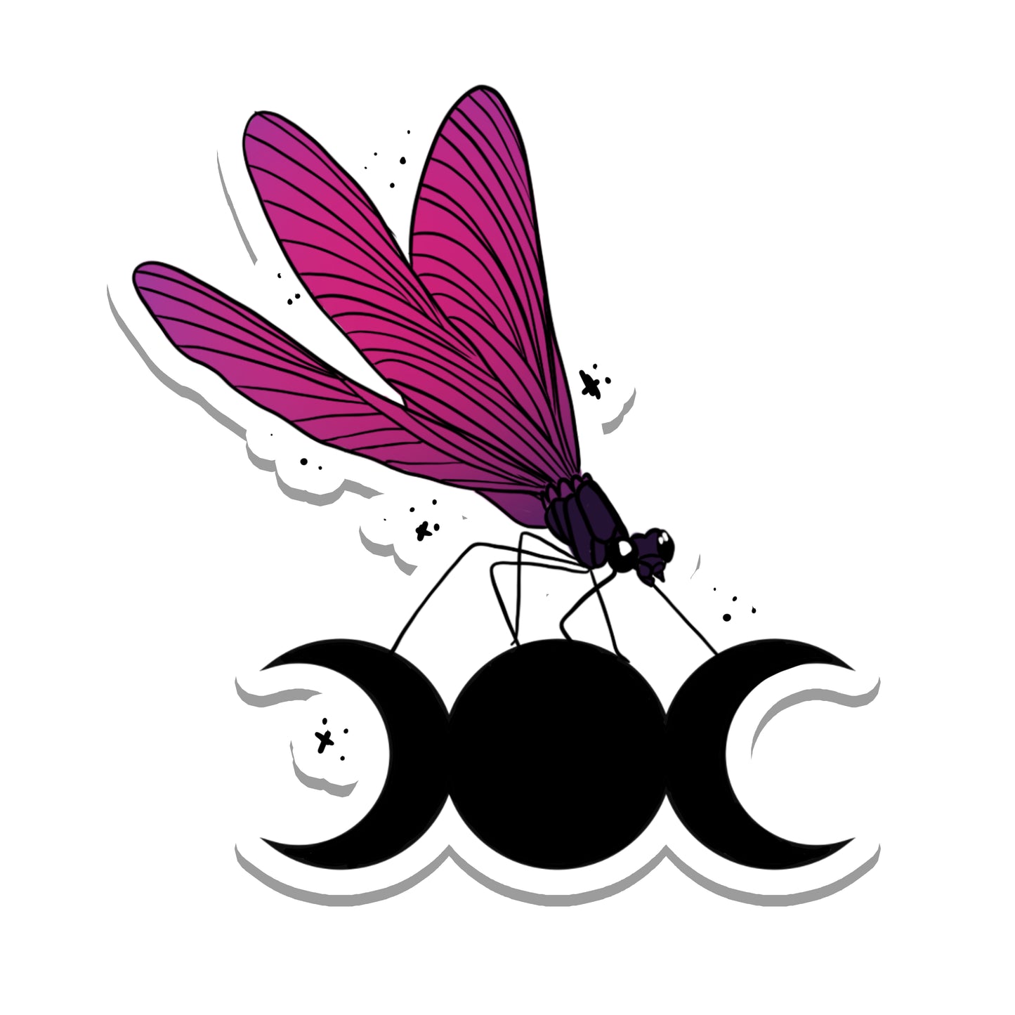 Dragonfly with Moon Phases Vinyl Sticker