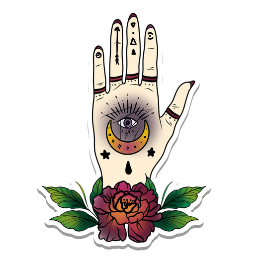 Tattoo Inspired Hamsa Hand Vinyl Sticker