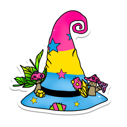 Pansexual Pride Flag Witch Hat Vinyl Sticker