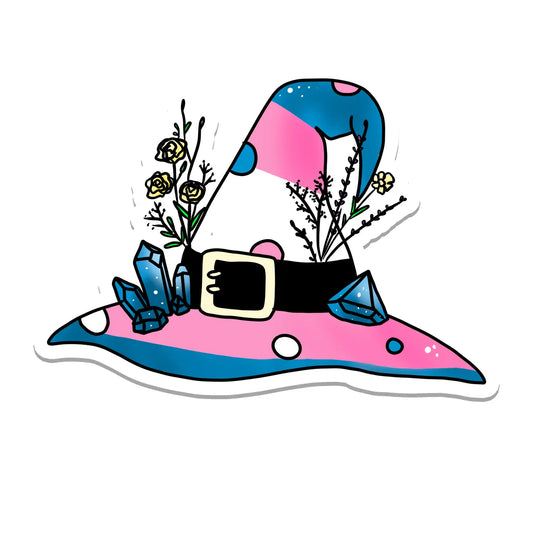 Transgender Pride Flag Witch Hat Vinyl Sticker - Arcana