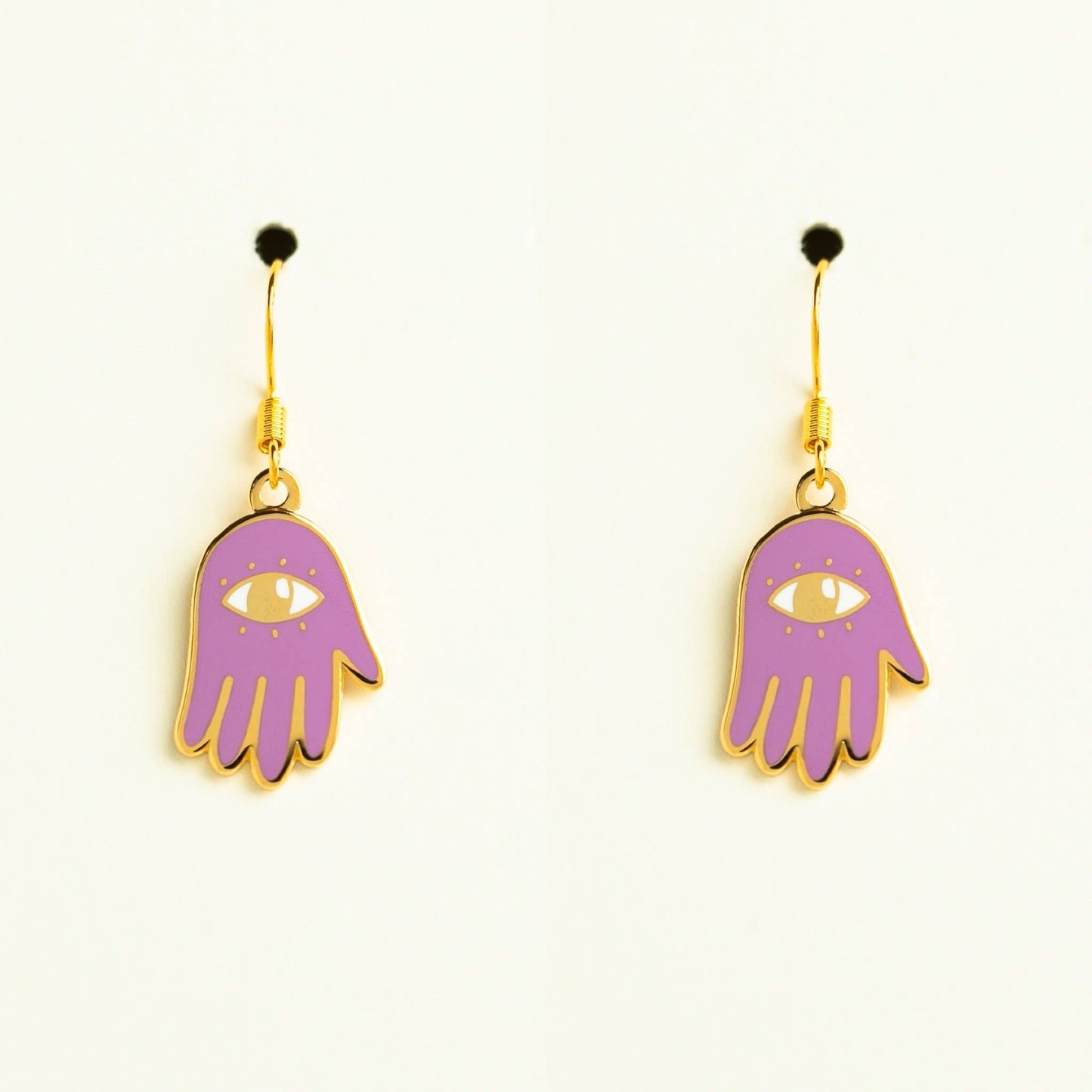 Lilac Hamsa Hand Earrings