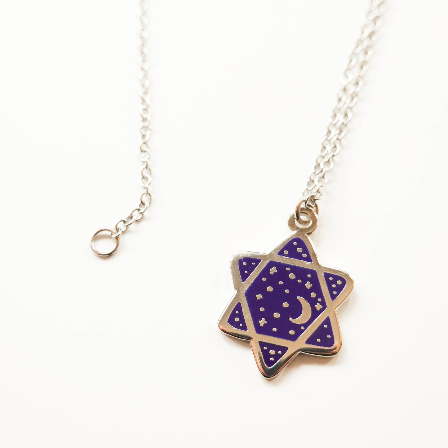 Mini Cosmic Magen David Necklace in Navy