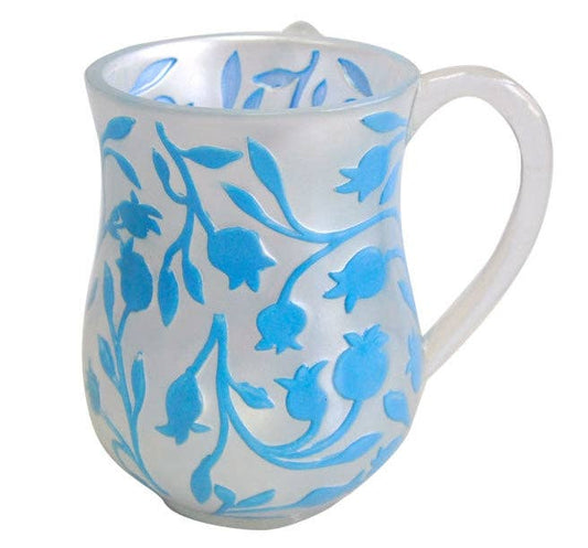 Wash Cup With Blue Pomegranate Design