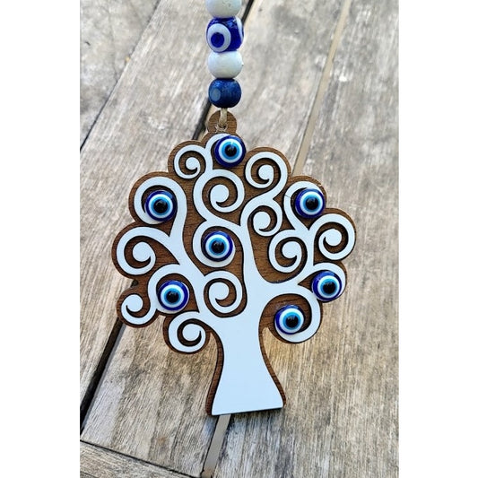 Tree of Life with Ayin Harah Inlay - Wood Laser Cut Amulet - Arcana
