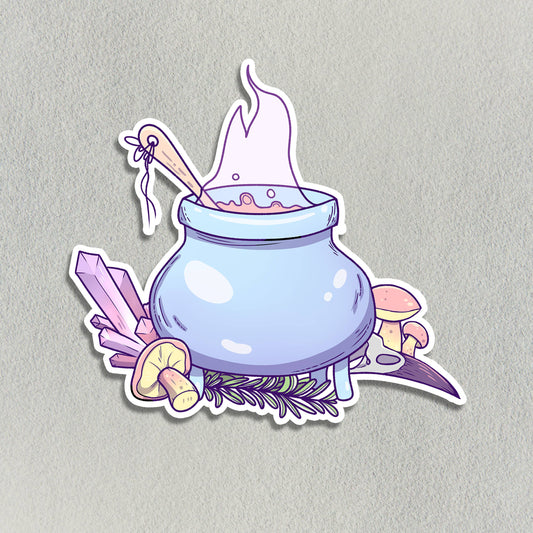 Kawaii Style Pastel Witch's Soup Pot Sticker - Arcana