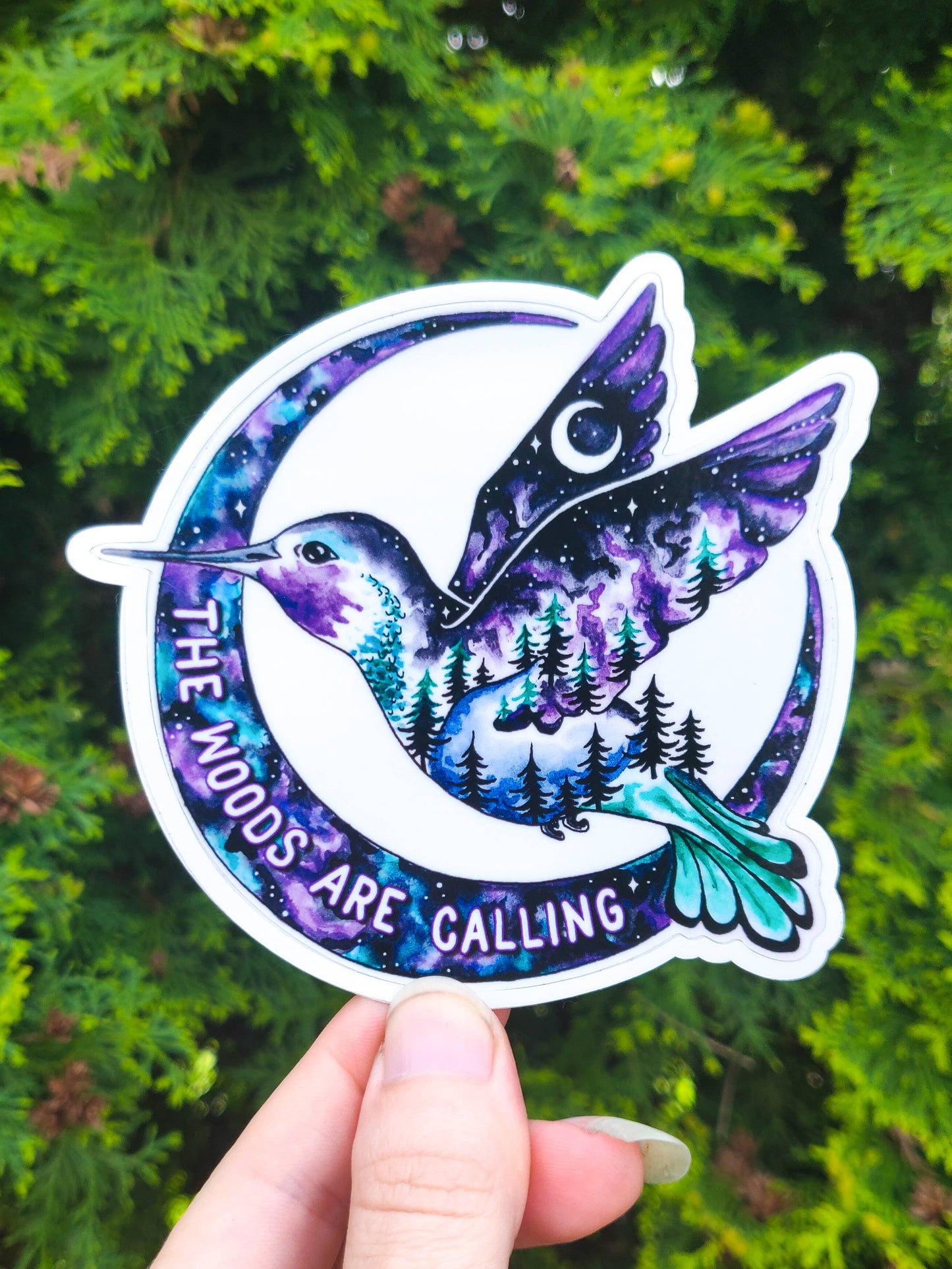 Hummingbird The Woods Are Calling Vinyl Sticker - Arcana