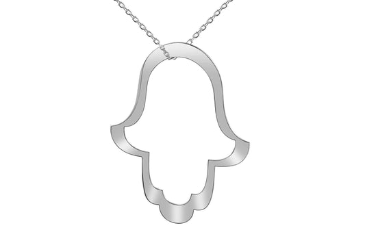 Hamsa Silhouette Necklace in Silver
