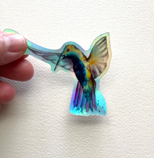 Holographic Hummingbird Vinyl Sticker